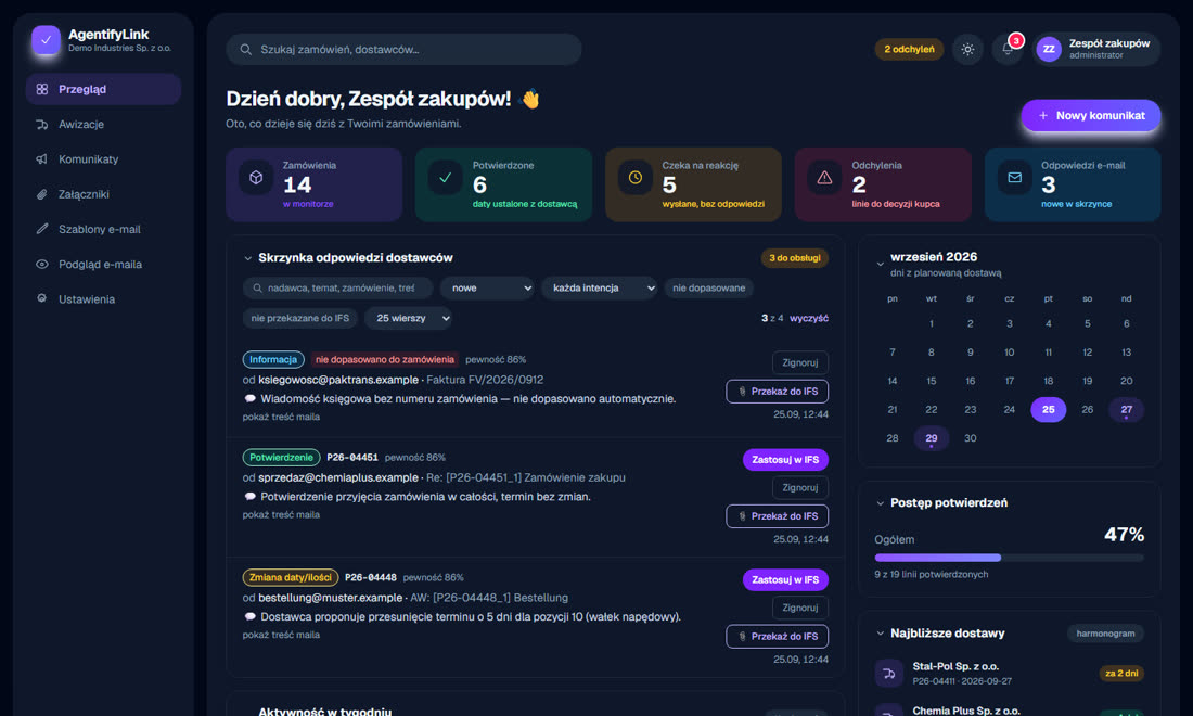 Agentify Link — ekran aplikacji