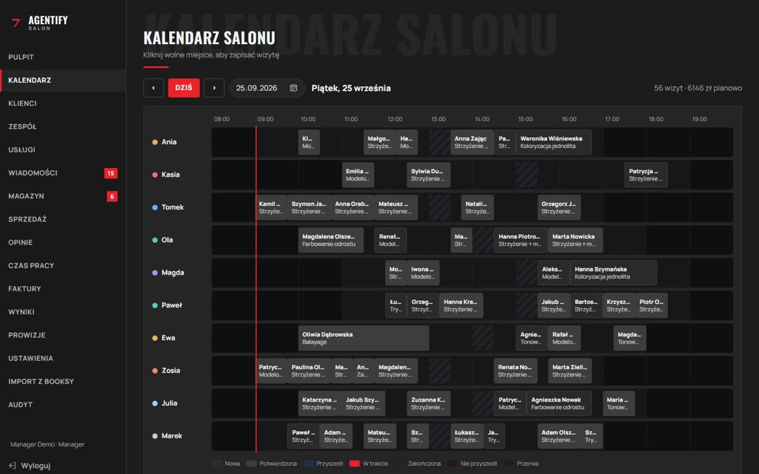 Agentify Salon — ekran aplikacji
